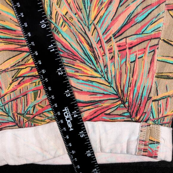 Sonoma Womens Shorts Tan Colorful Palm Print Mid Rise Cotton Blend Stretch 4P - Picture 5 of 7